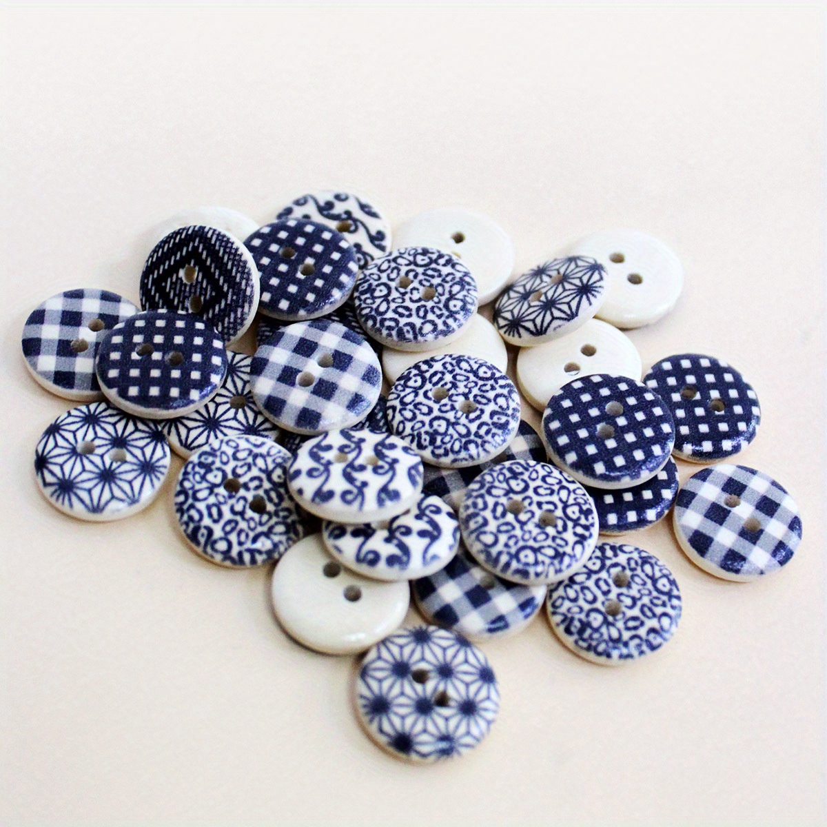 Mix Color Wooden Button 4holes Diy Craft Buttons Diy - Temu