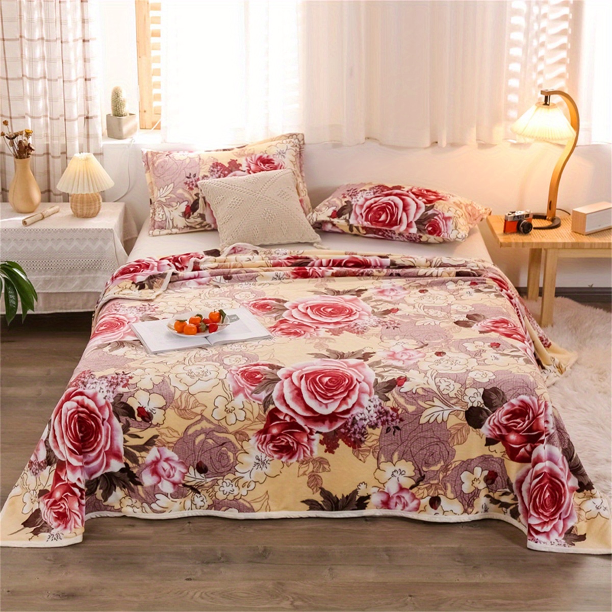 Image of 1pc Of Printed Polyester Fleece Blanket, Suitable For Use In The Bedroom, Living Room, Or Car, Perfect For Office And In