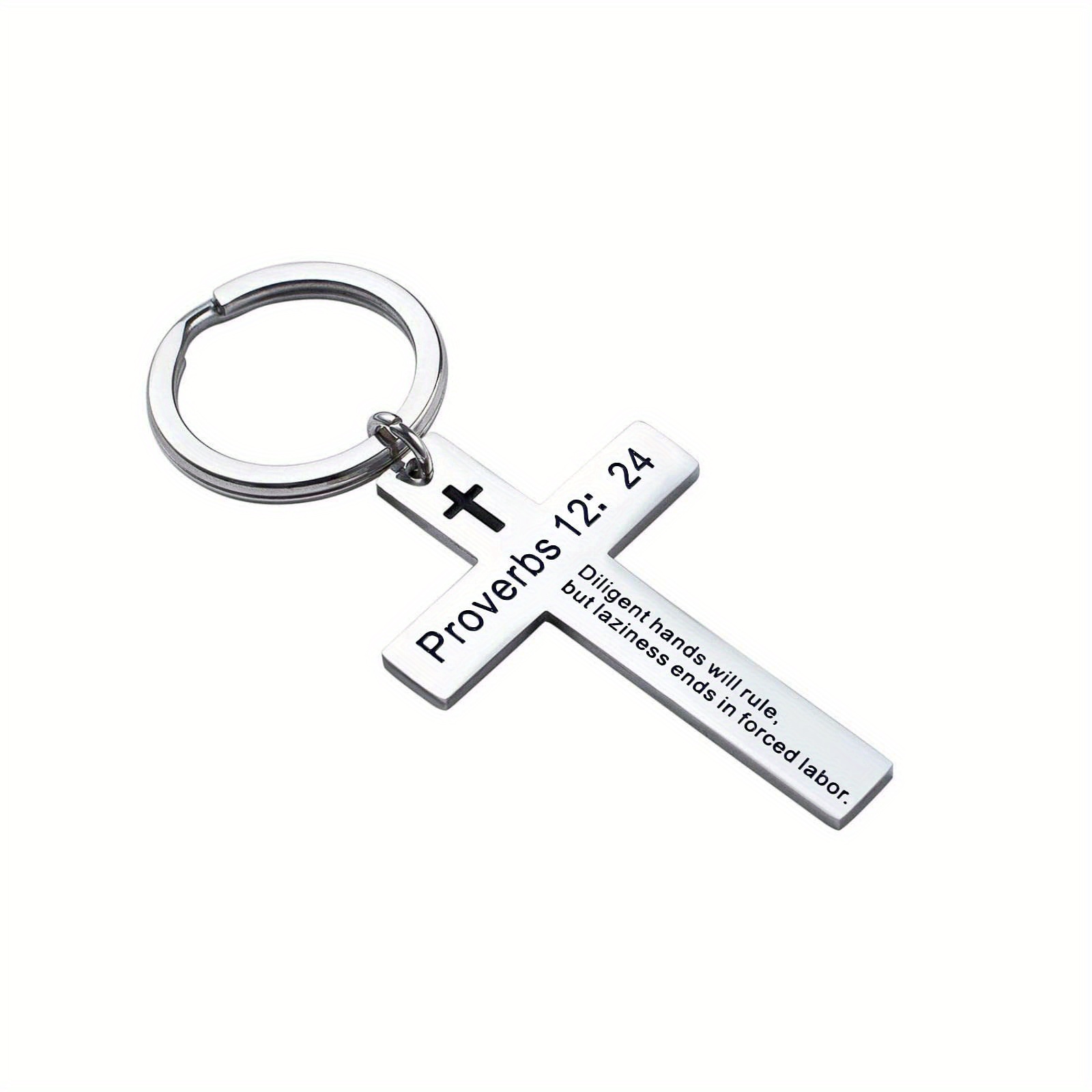 Bible Verse Cross Keychain Christian Metal Key Ring Purse - Temu