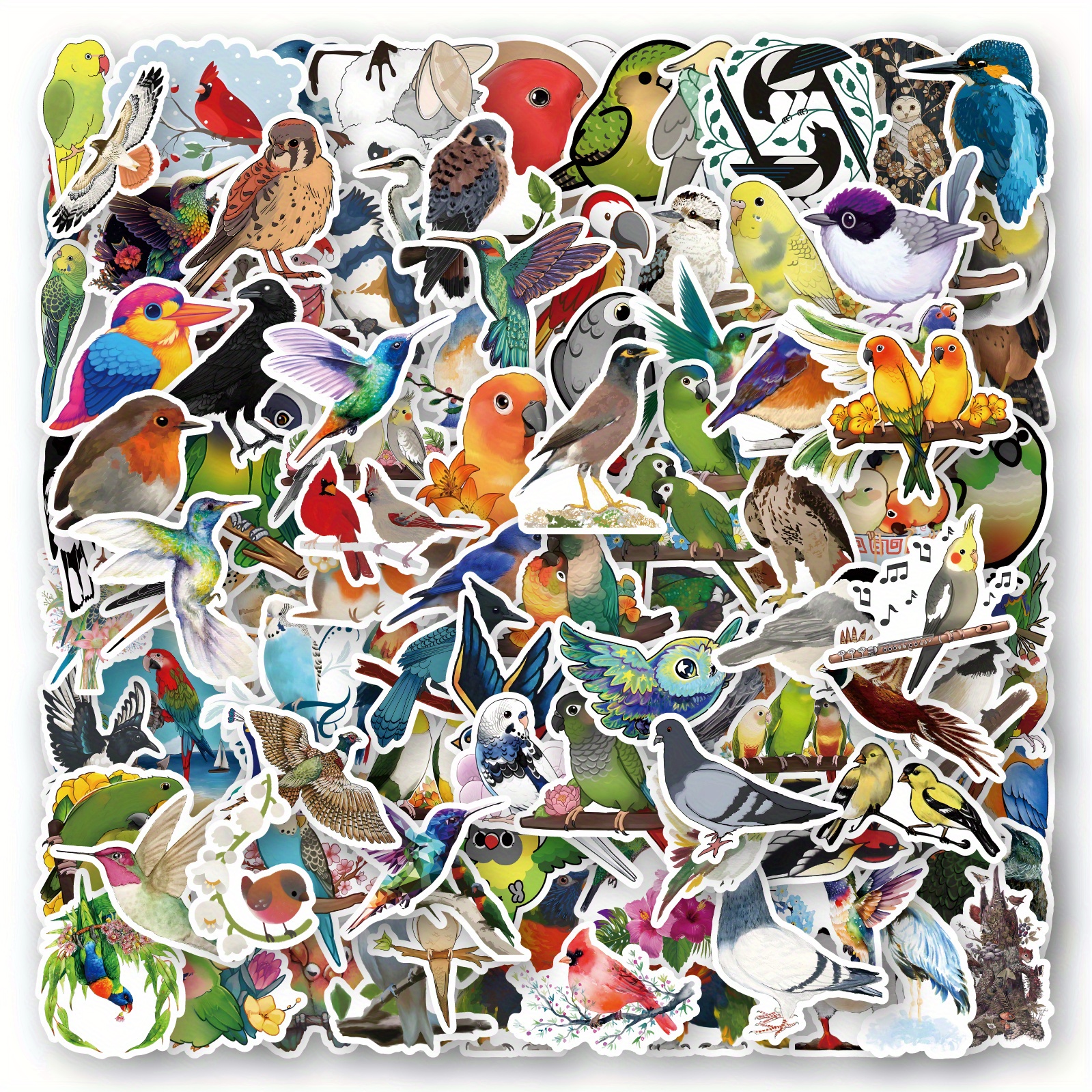 100 PCS Bird Stickers, Vinyl Waterproof Bird Stickers for Water Bottles,  Laptop, Notebook, Scrapbook, Luggage, Cell Phone, Skateboard, Helmet