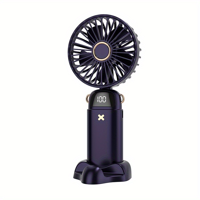 Upgraded USB Handheld Mini Digital Folding Fan with Large Capacity