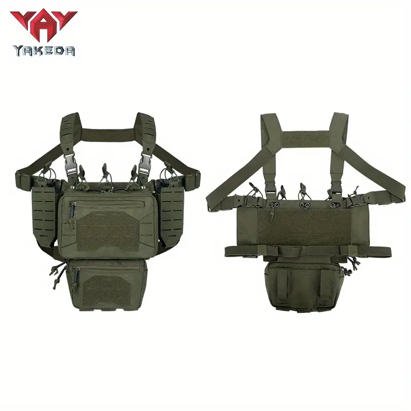 Yakeda Tactical Chest Rig Vest With Magazine Pouch, Holster, And Molle ...