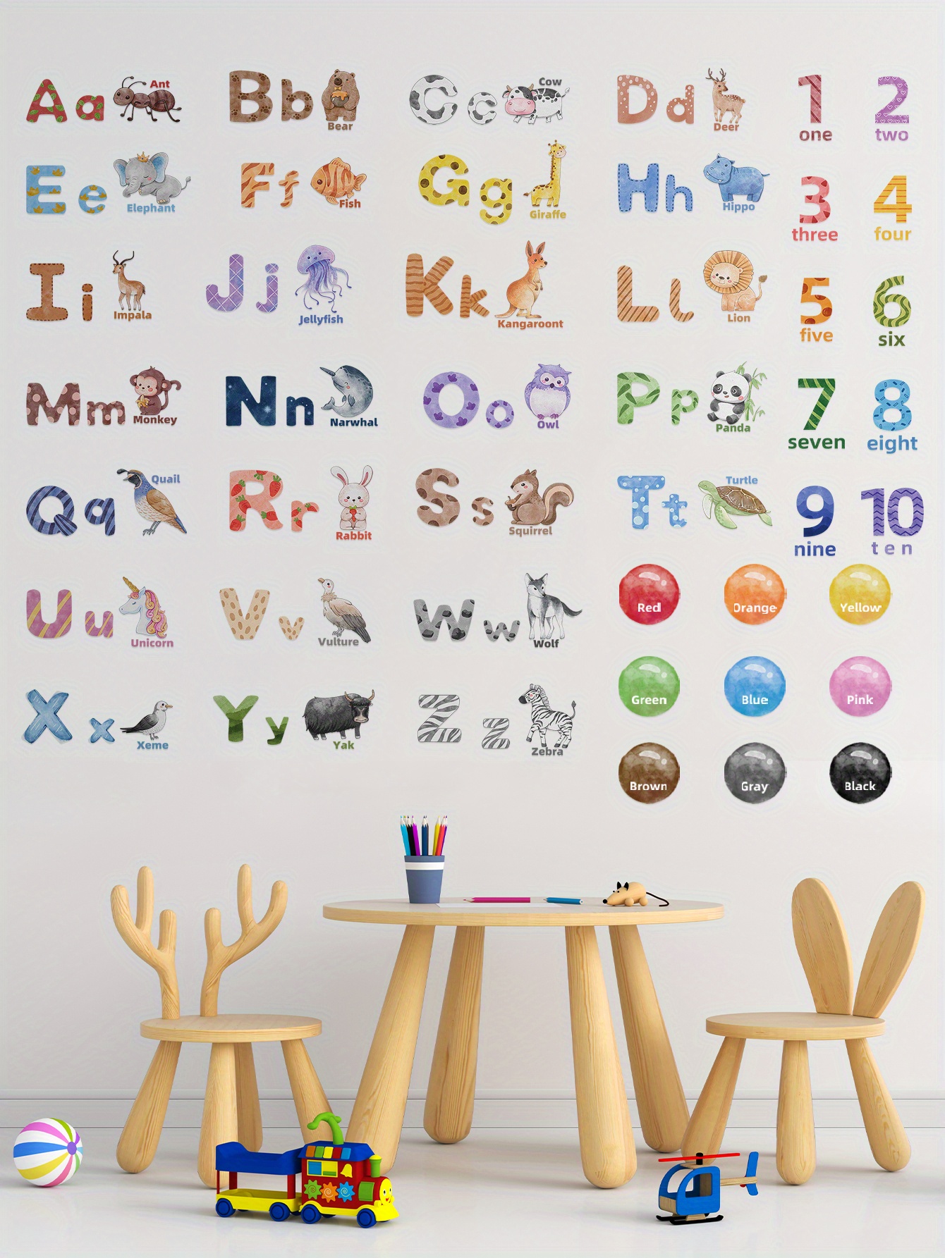 Number Wall Decals Children Number Stickers Alphabet ABC Wall