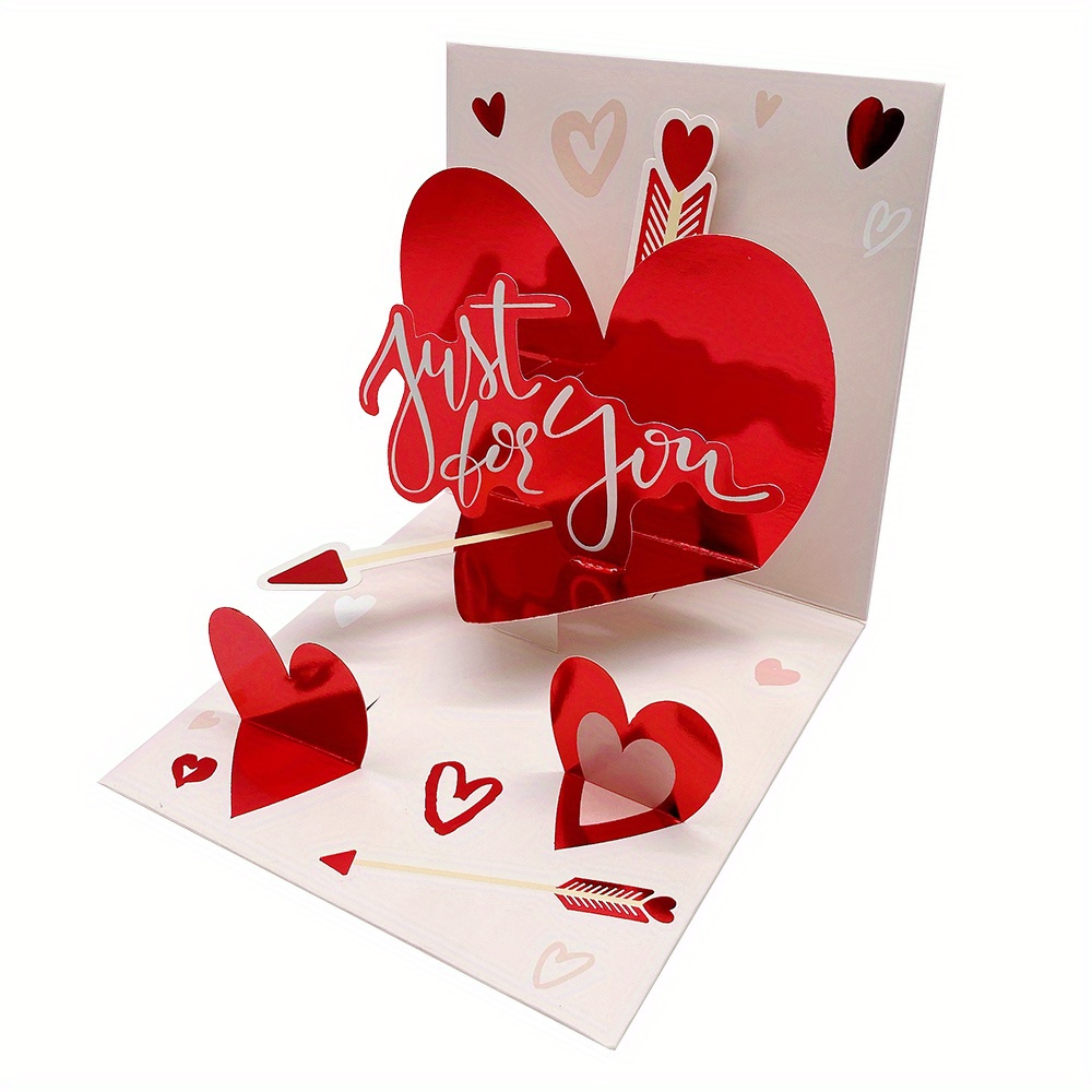 Carte anniversaire pop up boîte 3d coeur tons de rouge fait main