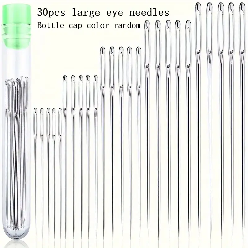 30pcs Large Eye Needles, Sewing Needles Large Eye Hand Sewing Needles,  Transparent Storage Tube, Handmade DIY Sewing Accessories