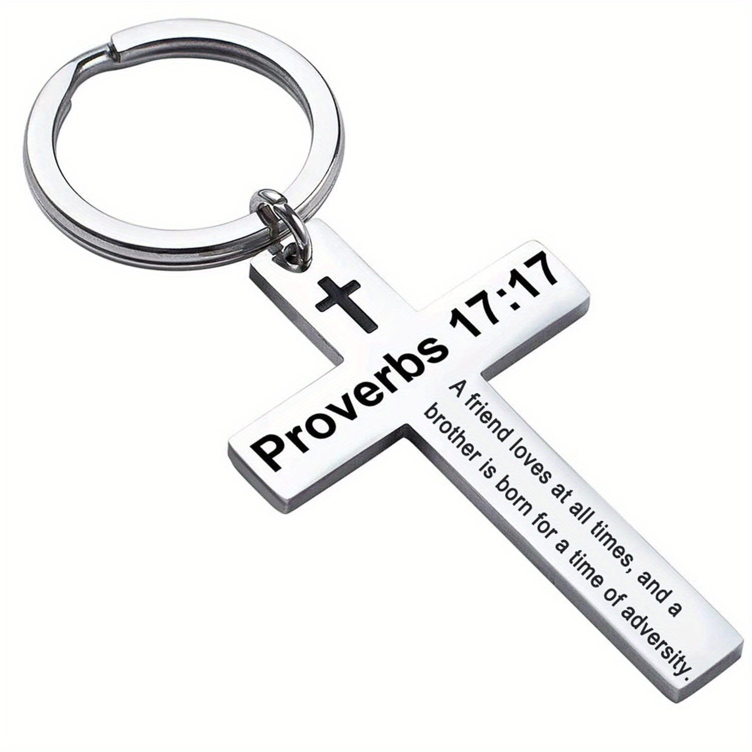 HisAndHersCraftsTX Cross Keychain, Christian Keychain, Backpack Charms, Leather Key Chain, Personalized Minimalist Religious Bag Tag Key Ring Holder Keychain