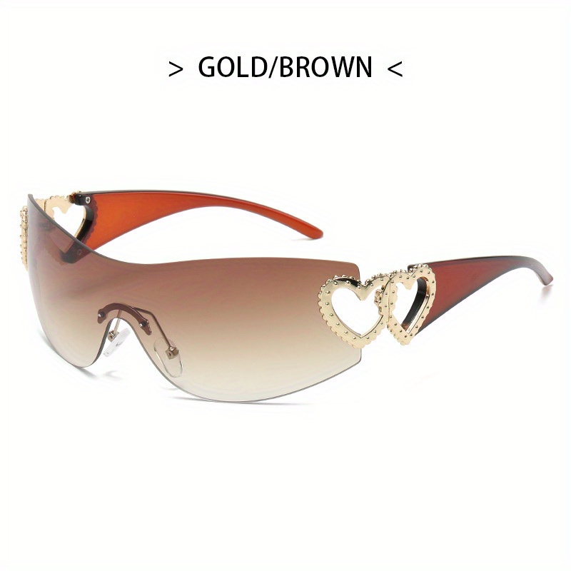 Y2K Sunglasses Rimless Gradient Lens Oversized Futuristic Eyewear UV400