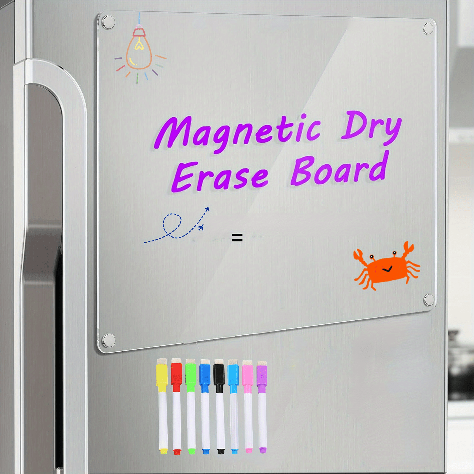 Calendario magnético acrílico de borrado en seco para nevera, calendario  mensual con imán transparente y tablero de notas para refrigerador y pared