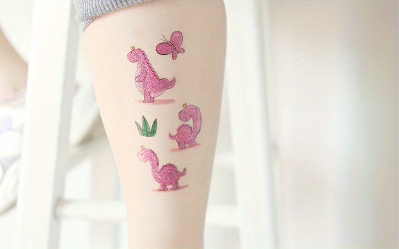 Leesgel Tatuaggi per Bambini, 120 Dinosauri Tatuaggi Glitter