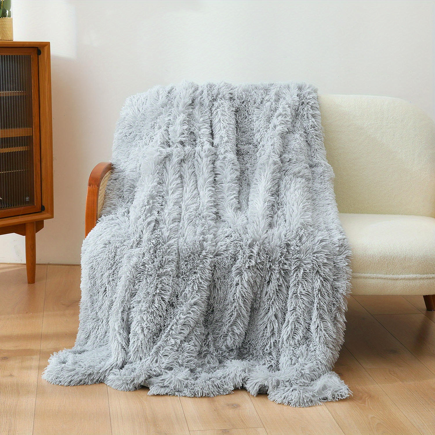 1pc multifunctional rainbow double layer plush blankets for home decor and comfortable bed and sofa use details 12