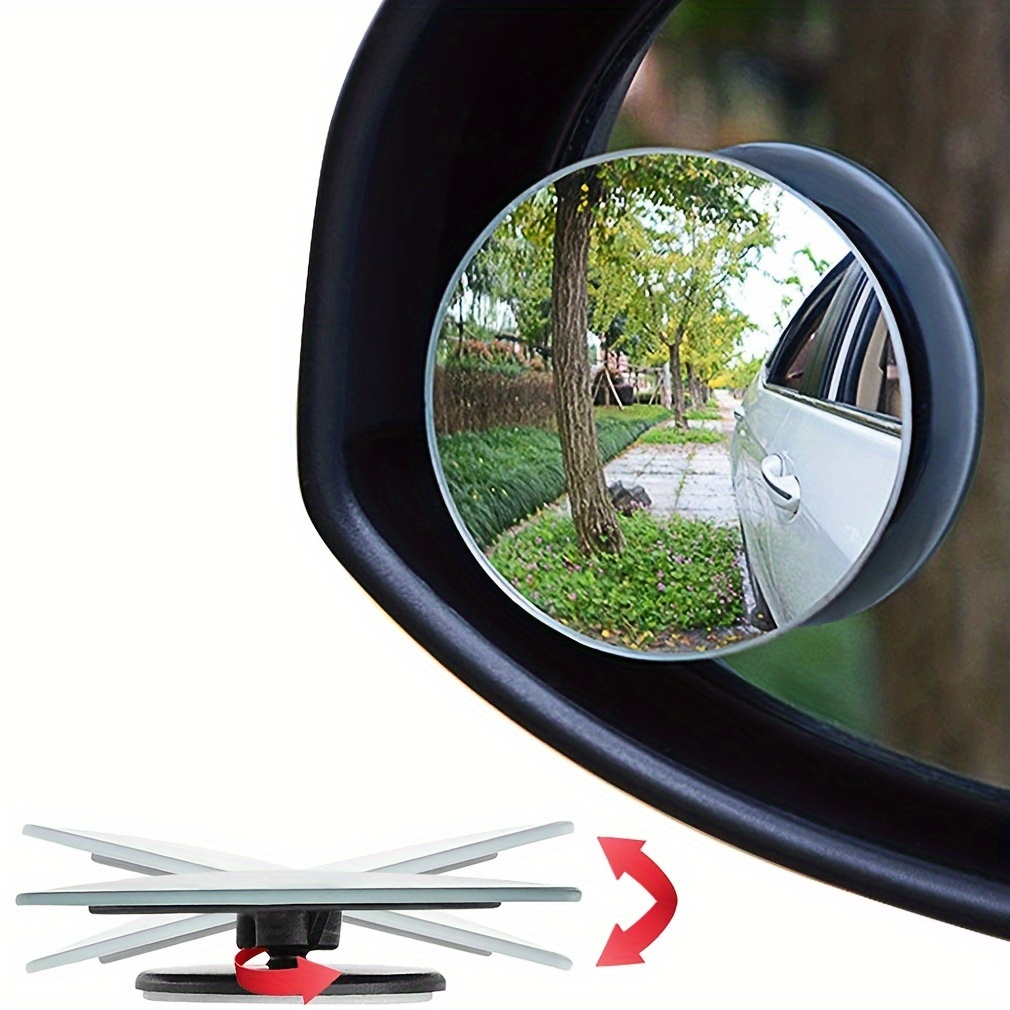 

2pcs Car Rearview Mirror Round Mirror Reflective Blind Spot Adjustable 360 Degree Borderless Auxiliary Blind Spot Mirror