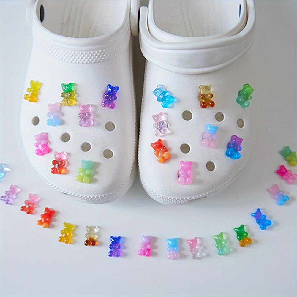Hot Sale 1pcs Shoe Charms Colorful Kawaii Bear Resin Shoes Buckle  Decorations Fit Croc Jibz Kids X-mas Gift