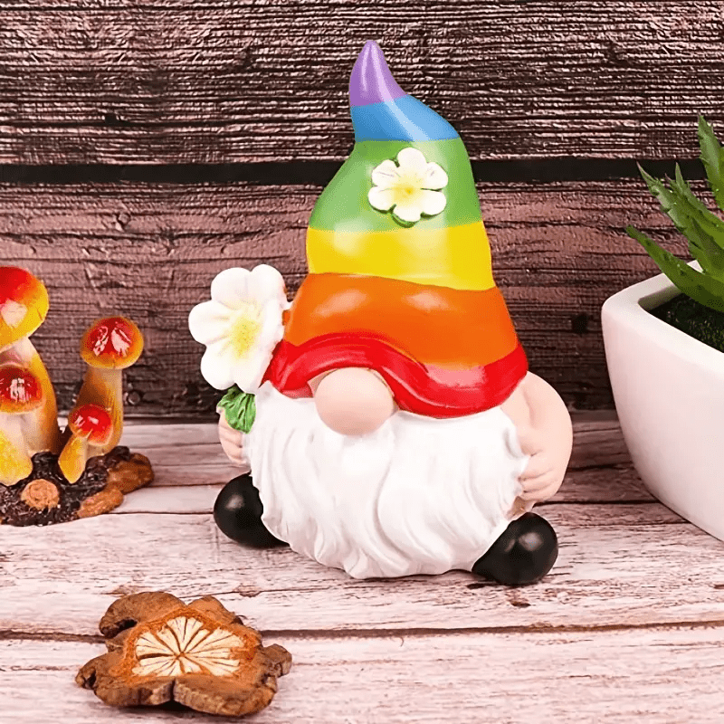Garden Gnomes Rainbow Dwarf Resin Statue Gnome Doll Mini - Temu