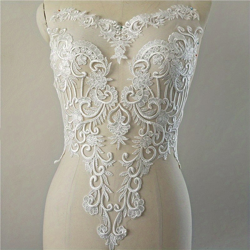 1pc Flower Sequin Hollow Embroidery Lace, Wedding Bridal Patch Lace Lace, Cloth