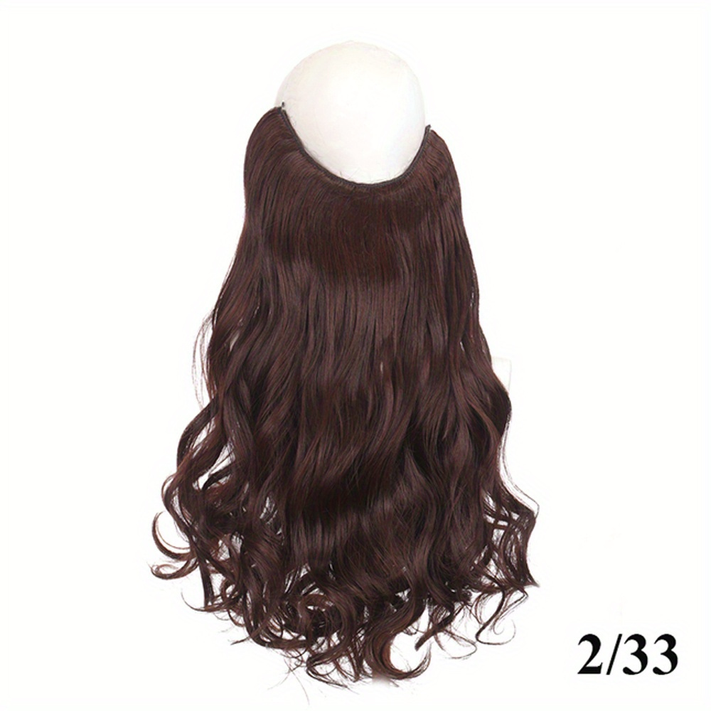 Image of Long Curly Synthetic Hair Extensions With Invisible Wire Fishing Line Hair Extensions Hairpieces Fake Hair For Women