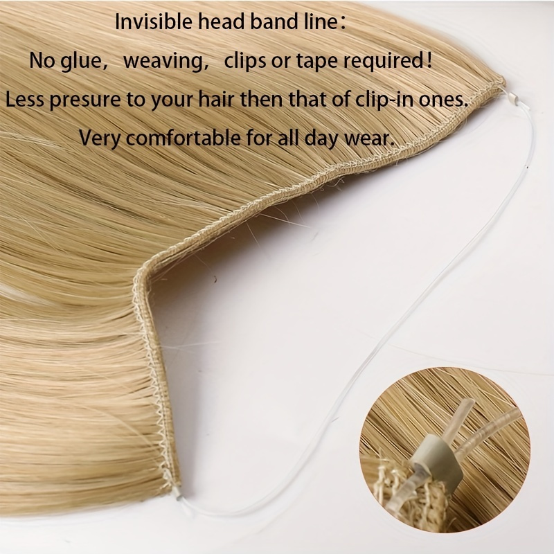 long curly synthetic hair extensions with invisible wire fishing line hair extensions hairpieces   hair for women details 3