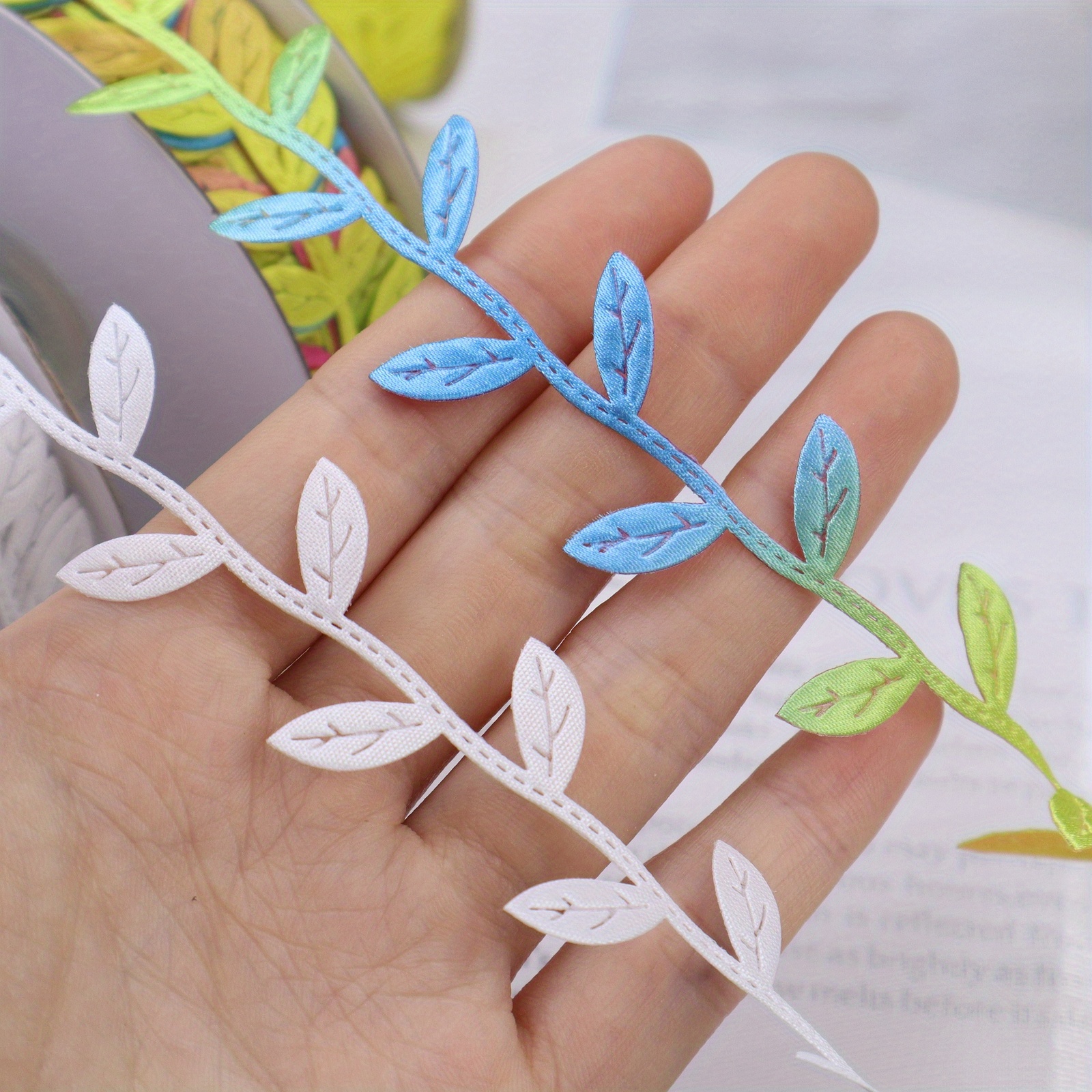 2 Yards Embroidery Ribbon Leaf Ribbon Trim Sewing Diy Carfts - Temu