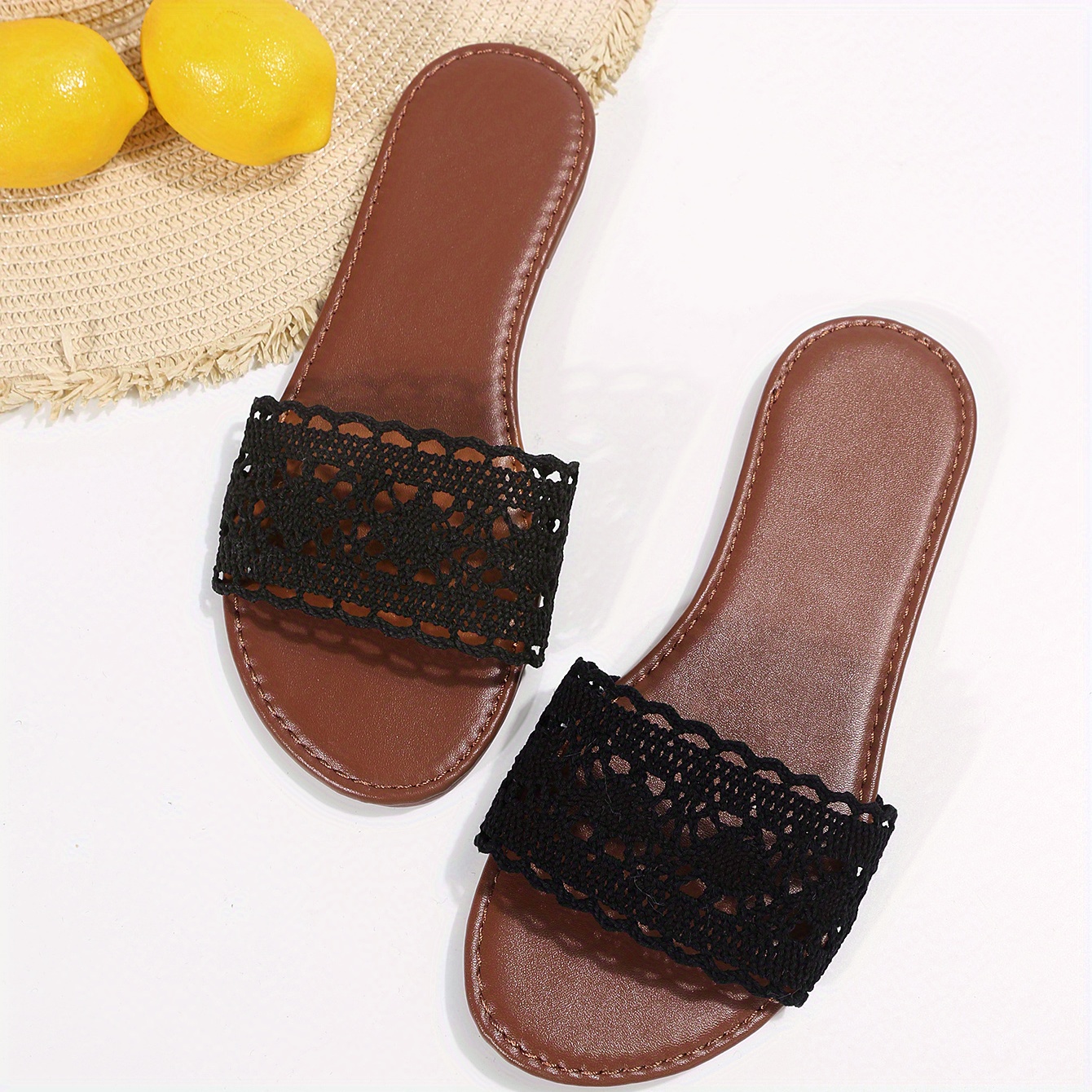 Women's Breathable Slide Sandals, Lightweight Round Open Toe Slip On Shoes, Women's Fashion Summer Shoes