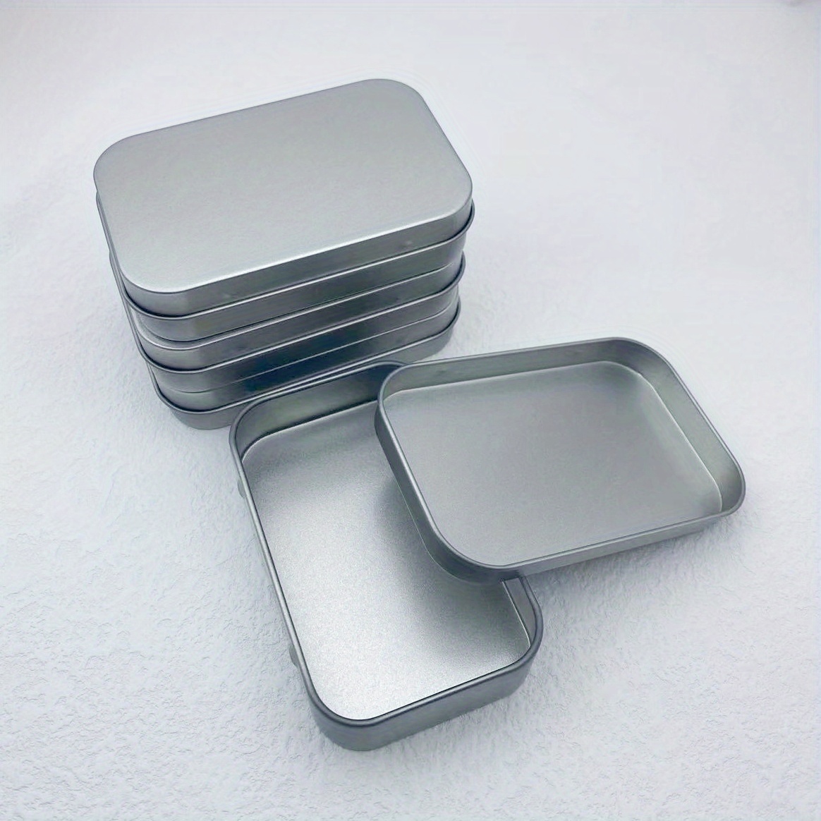 Silver Hinged Metal Tin Box empty Travel Watercolor Palette watercolor Tin  Box storage for Watercolor Pans Small Gift Box 