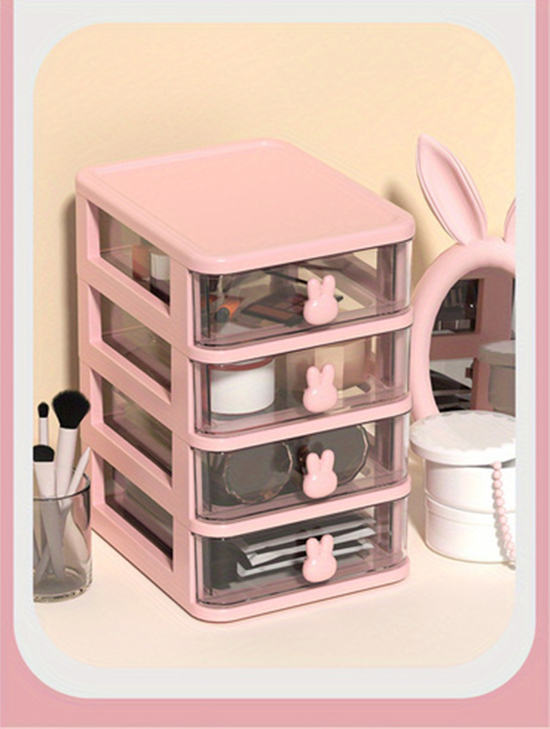 Cute Rabbit Desktop With Drawer Storage Box Stationery - Temu