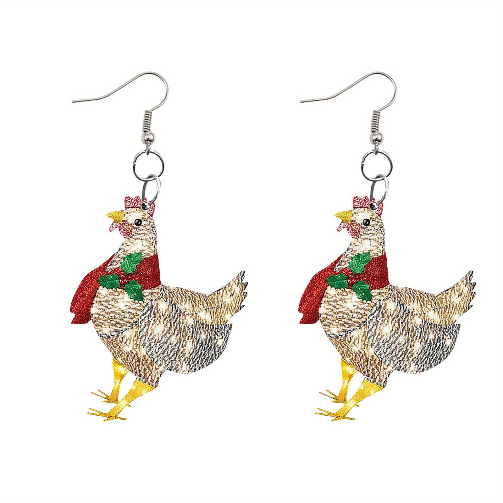 Cute Y2K Acrylic Hen Chicken Hook Earrings Unique Animal Jewelry for Girls  Women