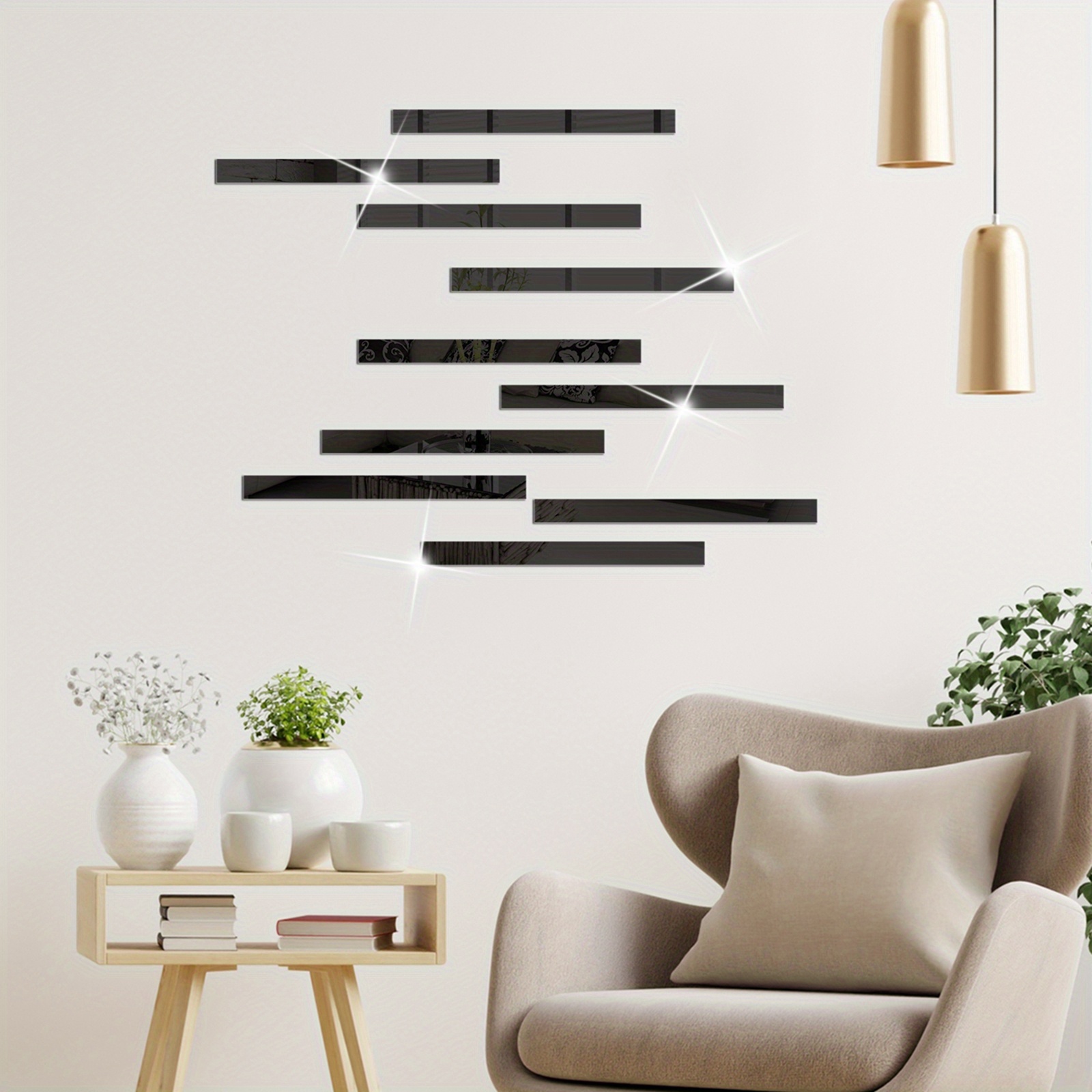 Acrylic Mirror Wall Stickers 3D Striped Mirror for Living Room Decor  Stickers Removable Line Wall Decals Peel and Stick Geometric Mirrors Strips