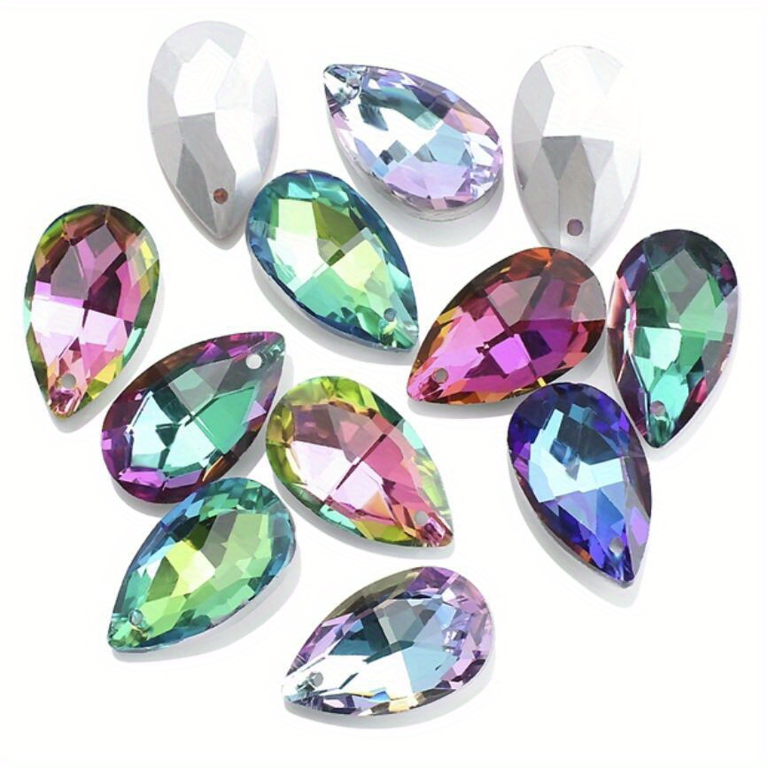5pcs Water Drop Crystal Beads Charms Faceted Teardrop Glass Charms DIY Handmade Jewelry Necklace Earrings Pendant Accessories,Temu