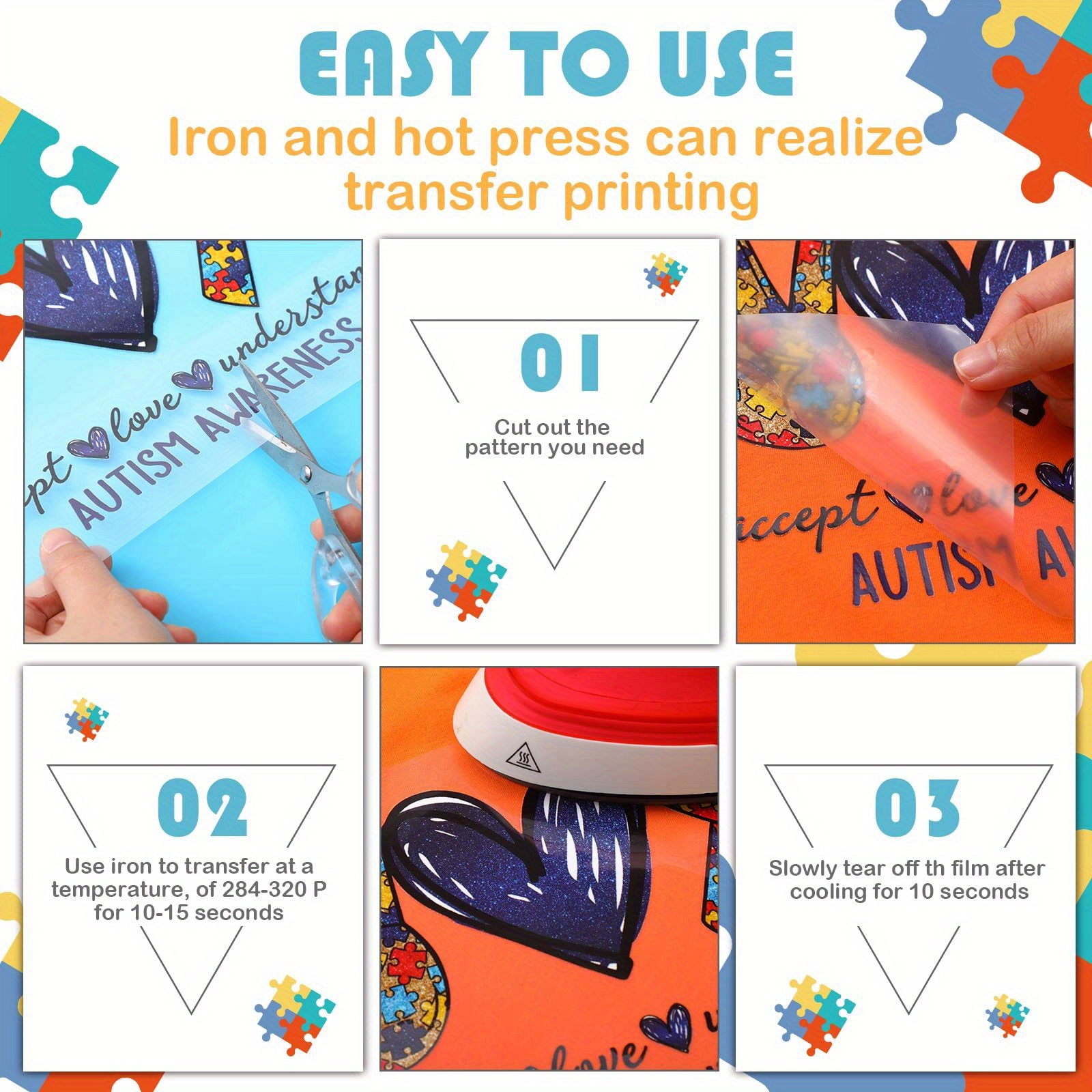 9 Packs Sunflower Iron Heat Transfer Sticker Designs Heat Pressed