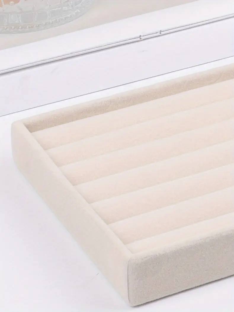 1 шт. бежевый бархатный поднос для украшений, аксессуаров, серег, колец, дисплей, ящик для хранения, поднос, комод, органайзер для косметического стола, детали 3