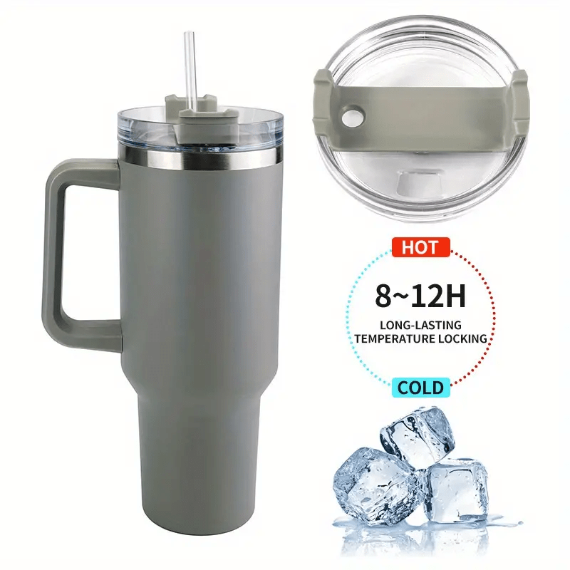 40 oz Wihte Tumbler with Handle and Straw Lid, Double Wall Vacuum Sealed  Stainless Steel Insulated Slim Tumblers, Travel Mug for Hot and Cold  Beverages, Thermos Travel Coffee Mug 