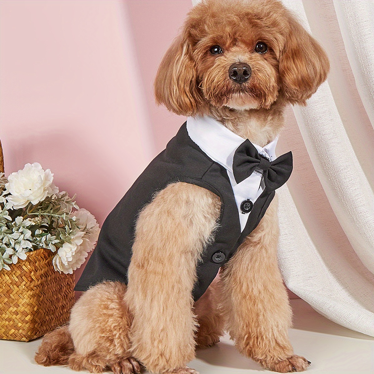 TEMU Small Dog Puppy Clothes Pet Shirt Wedding Formal Suit With Bow Tie Costume