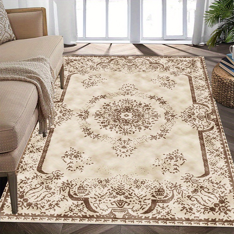 Popular Bohemian Vintage Print Sponge Carpet, Short Plush Quick