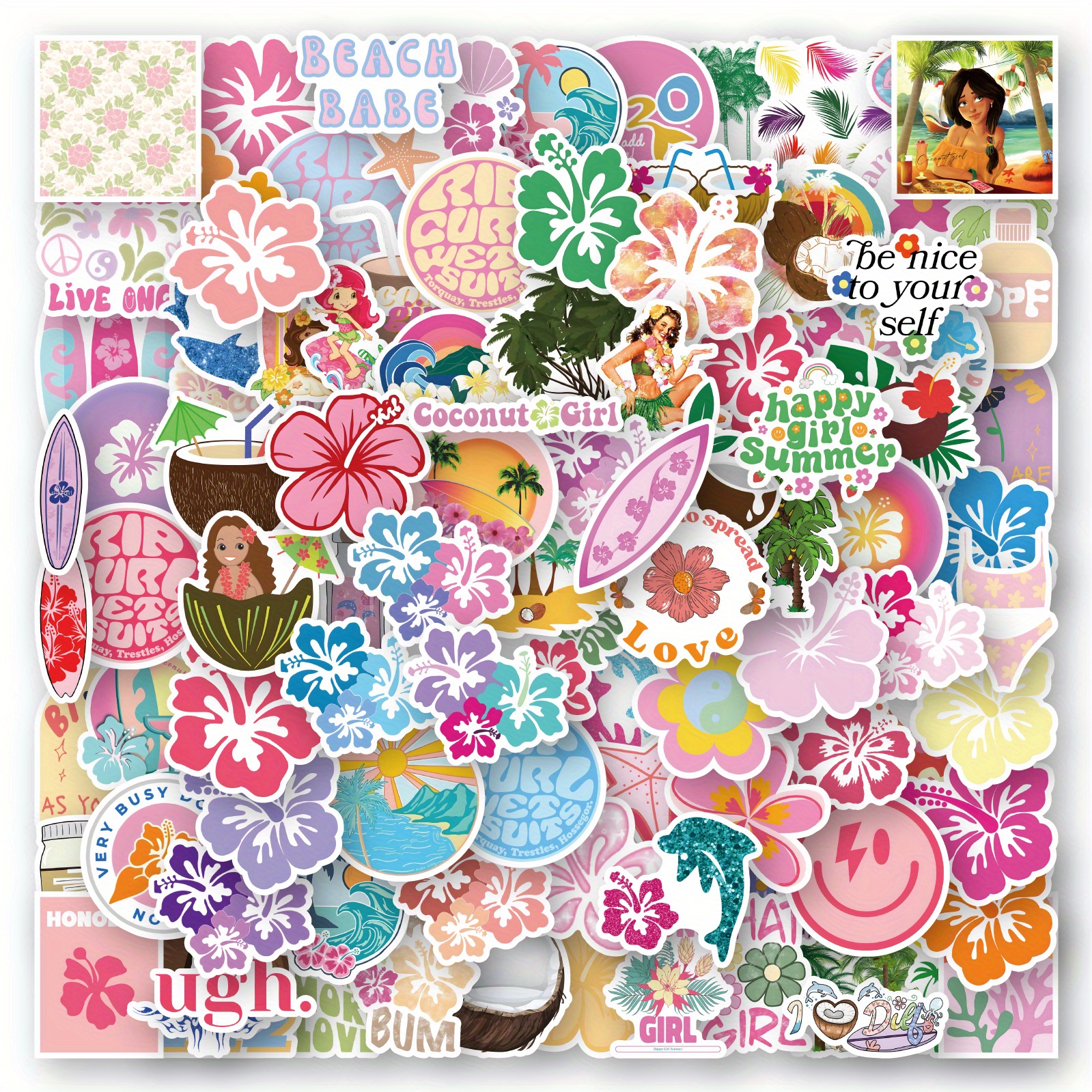 Summer Stickers 100 PCS Waterproof Vinyl Cute Beach Sticker for Kids Girls  Teens