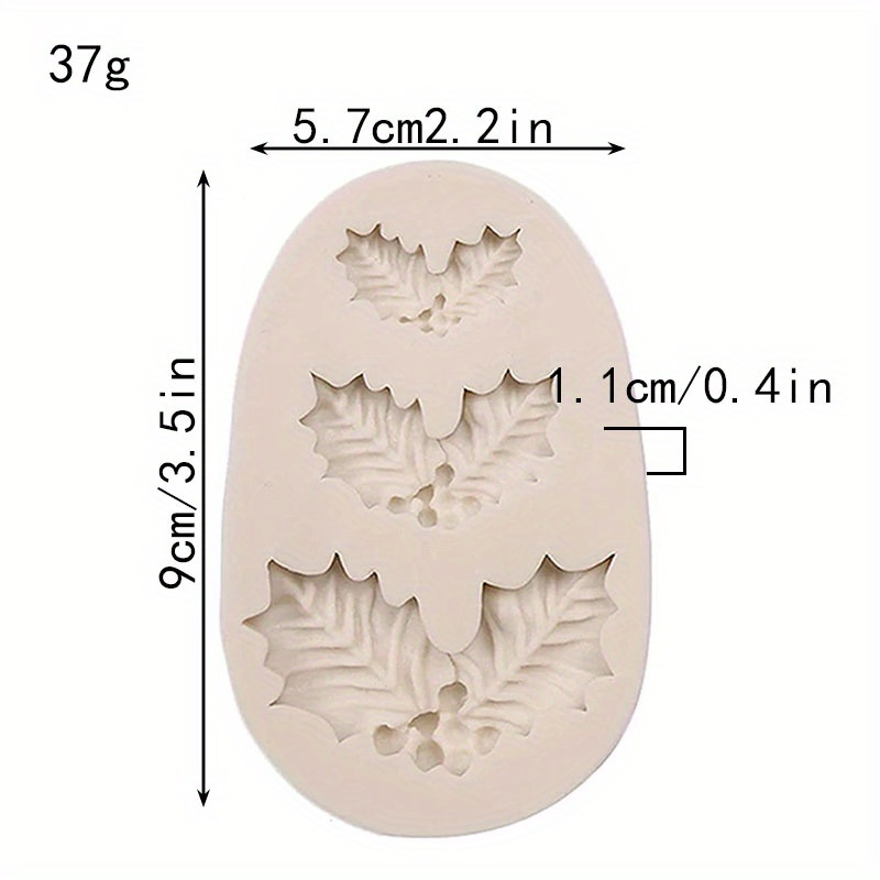 1pc christmas holly leaf chocolate mold 3d silicone mold candy mold fondant mold for diy cake decorating tool baking tools kitchen gadgets kitchen accessories home kitchen items details 4