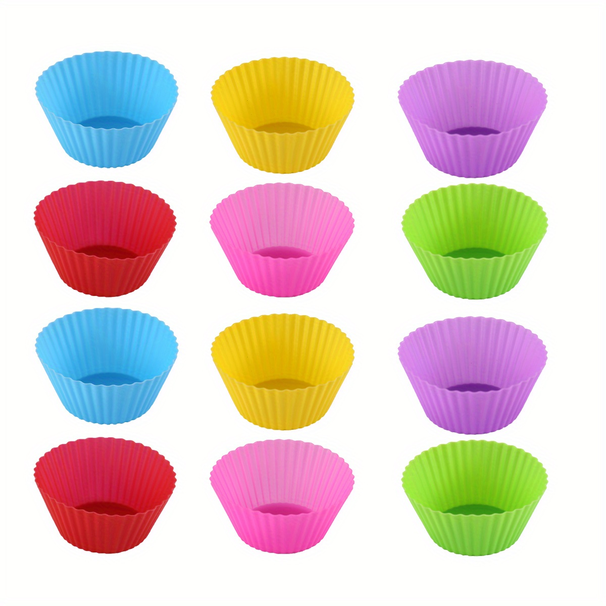 12pcs, Reusable Silicone Baking Cups, Non-stick Muffin Cups, Reusable  Cupcake Liners, Cake Molds Set, Cupcake Holder 7cm/2.8
