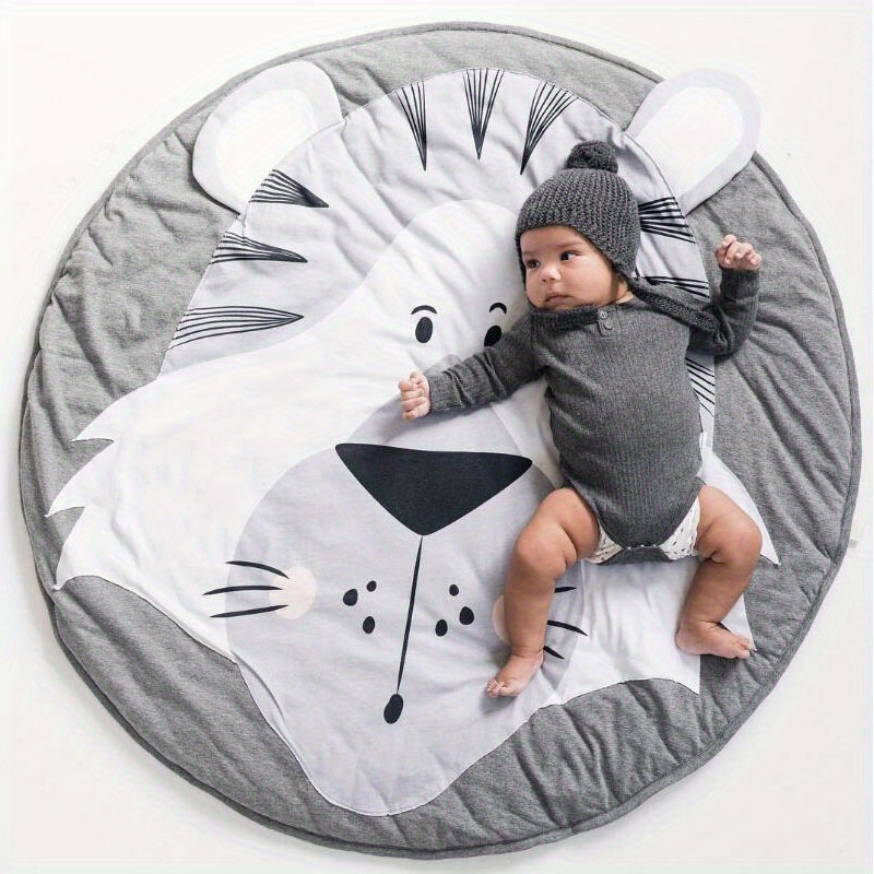 three dimensional animal round crawling mat baby crawling mat cotton thickened baby play mat childrens room decoration game house props removable liner with zipper vacuum packaging details 1