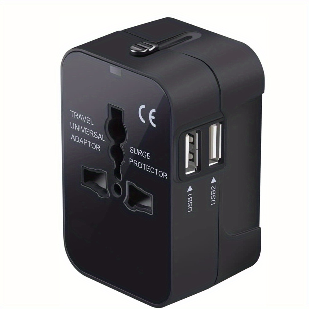 universal travel adapter with dual usb ports worldwide all in one international power plug adapter for usa eu uk aus ideal christmas gift perfect valentines day gift essential travel gadget great gift for dad husband or   traveler