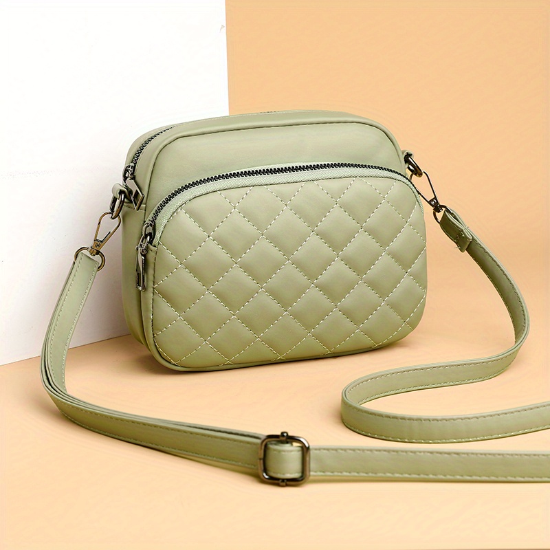 Women's Green Faux Leather Small Crossbody Bag