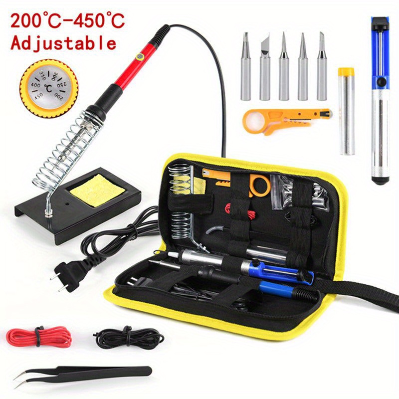 Soldering Iron Kit, 60W Soldering Iron with Interchangeable Iron Tips,  10-in-1 Adjustable Temperature Soldering Welding Iron Kit for any Hobby
