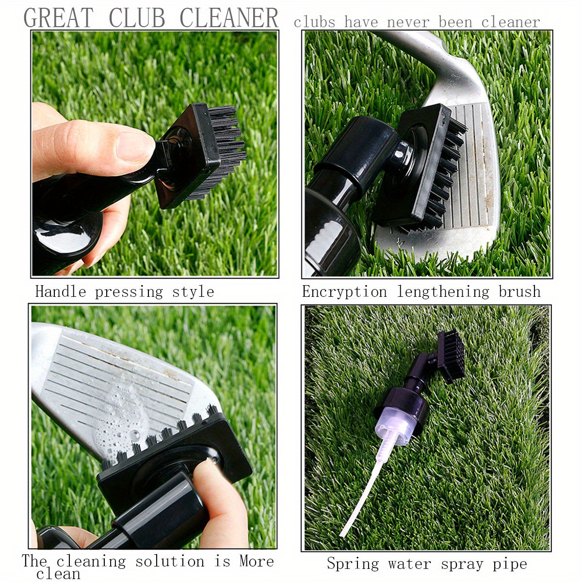 1pc Multi-Functional Golf Club Cleaning Brush With Water Spray Bottle And Press Type Cleaning For Club Head Groove And Ball Brushing
