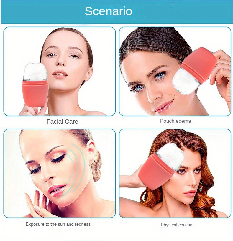 Facial Beauty Lifting Facial Roller Mold Silicone Ice Cube Trays Ice Globe  Ice Balls Face Massager Facial Roller Reduce Acne Red