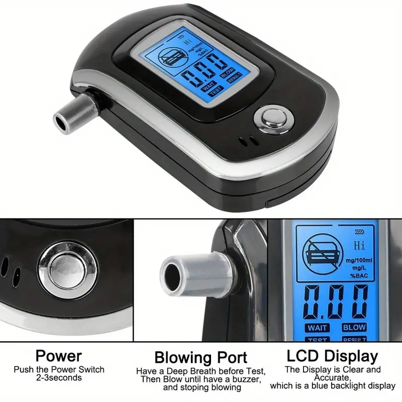 1pc mini police grade breathalyzer with lcd display at6000 alcohol tester get accurate results instantly details 4