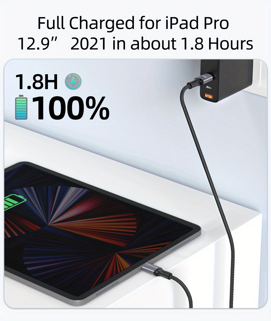 Rocoren Usb C Type C Cable Usb Pd 3.0 Fast Charging Charger - Temu
