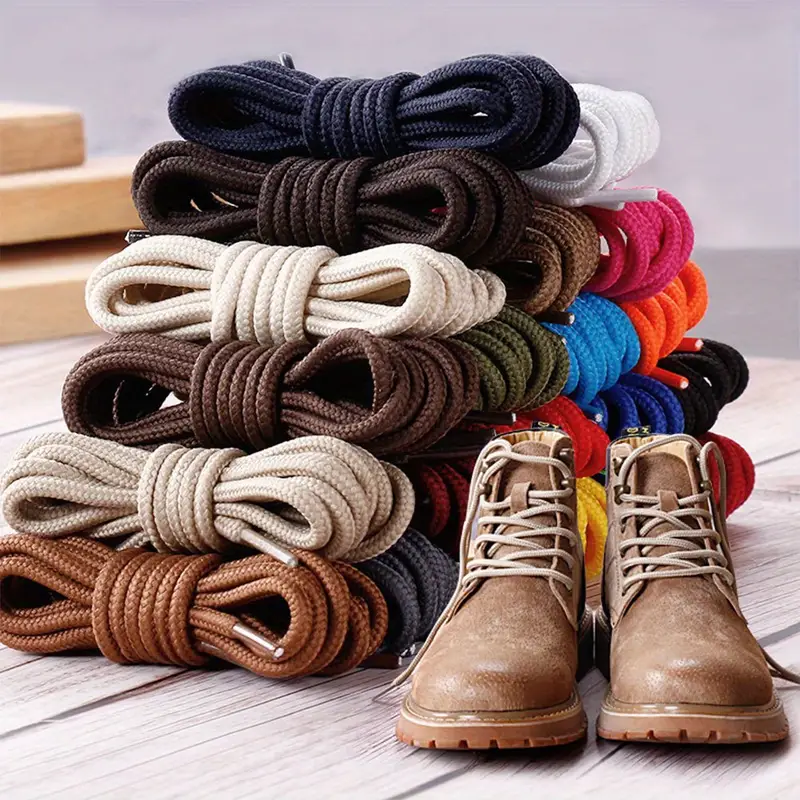 Round Boot Laces 2 Pairs Heavy Duty and Durable Shoelaces for Boots, Work Boots & Hiking Shoes,Temu