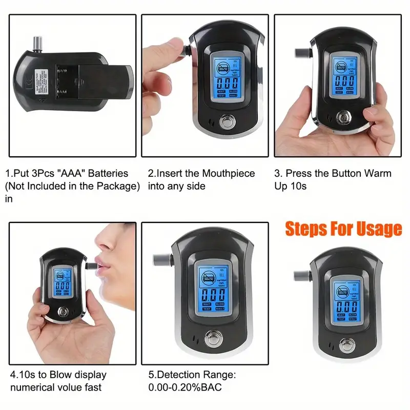 1pc mini police grade breathalyzer with lcd display at6000 alcohol tester get accurate results instantly details 0