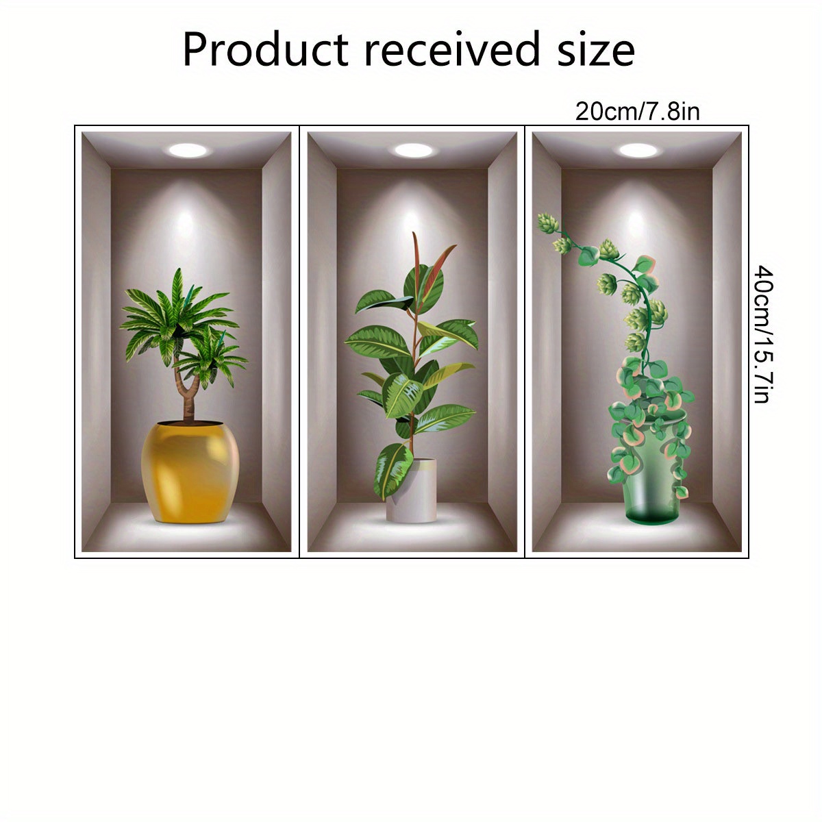 6 pièces Vert Plante Autocollant Mural , Amovible 3D Plante