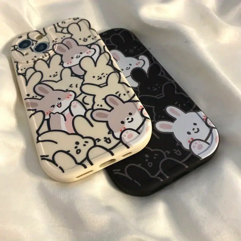 Full Screen White Brown Rabbit Phone Case For Iphone 14 13 12 11 Pro ...