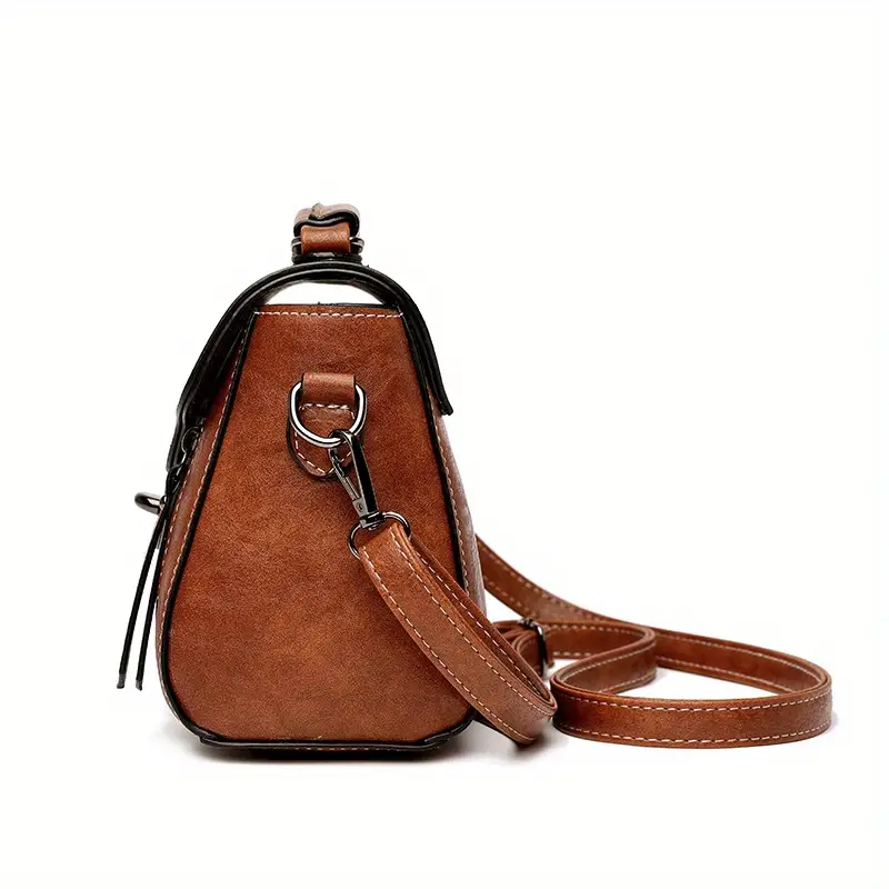 vintage turn lock square satchel bag solid color shoulder bag womens classic crossbody bag details 5