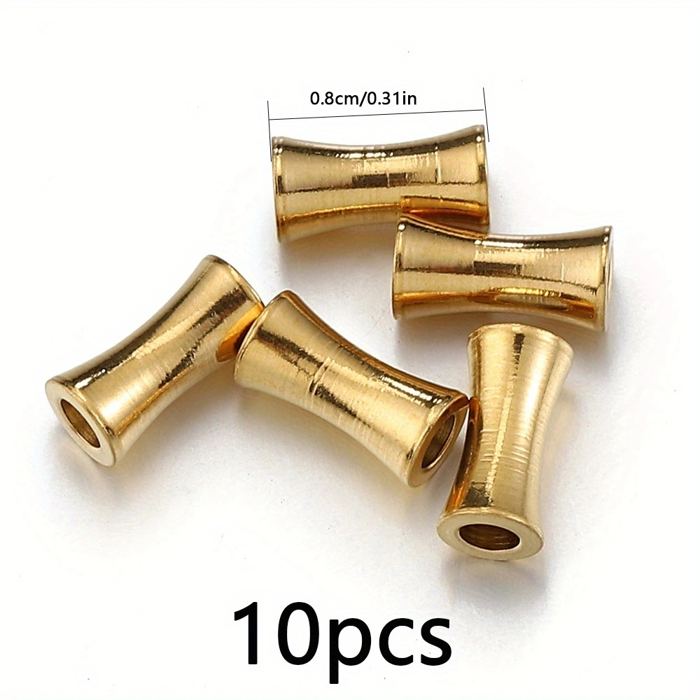 10pcs 304 Stainless Steel Tube Spacer Beads Golden Drum Beads Charms For Necklace Bracelet Jewelry Making Diy
