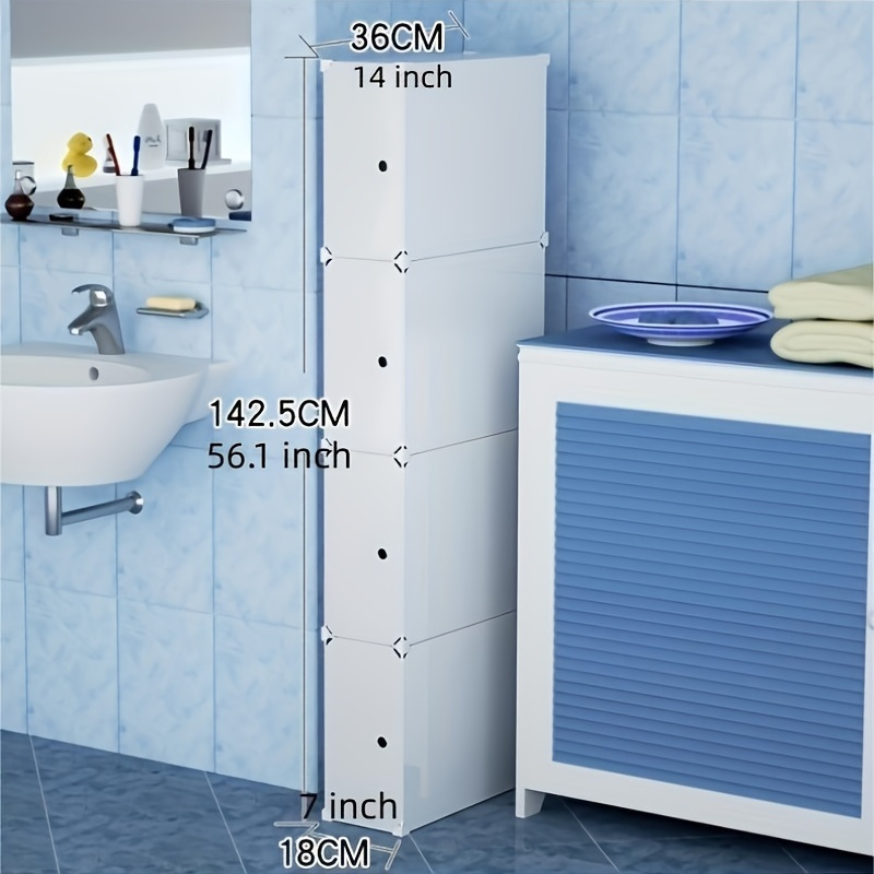 Vision Toilet Floor-standing Storage Cabinet 18cm Drawer Type Bathroom Slit  Shelf Household Narrow Cabinet Multi-layer Gap Storage Rack Installation  Free Crevice Storage Cabinet